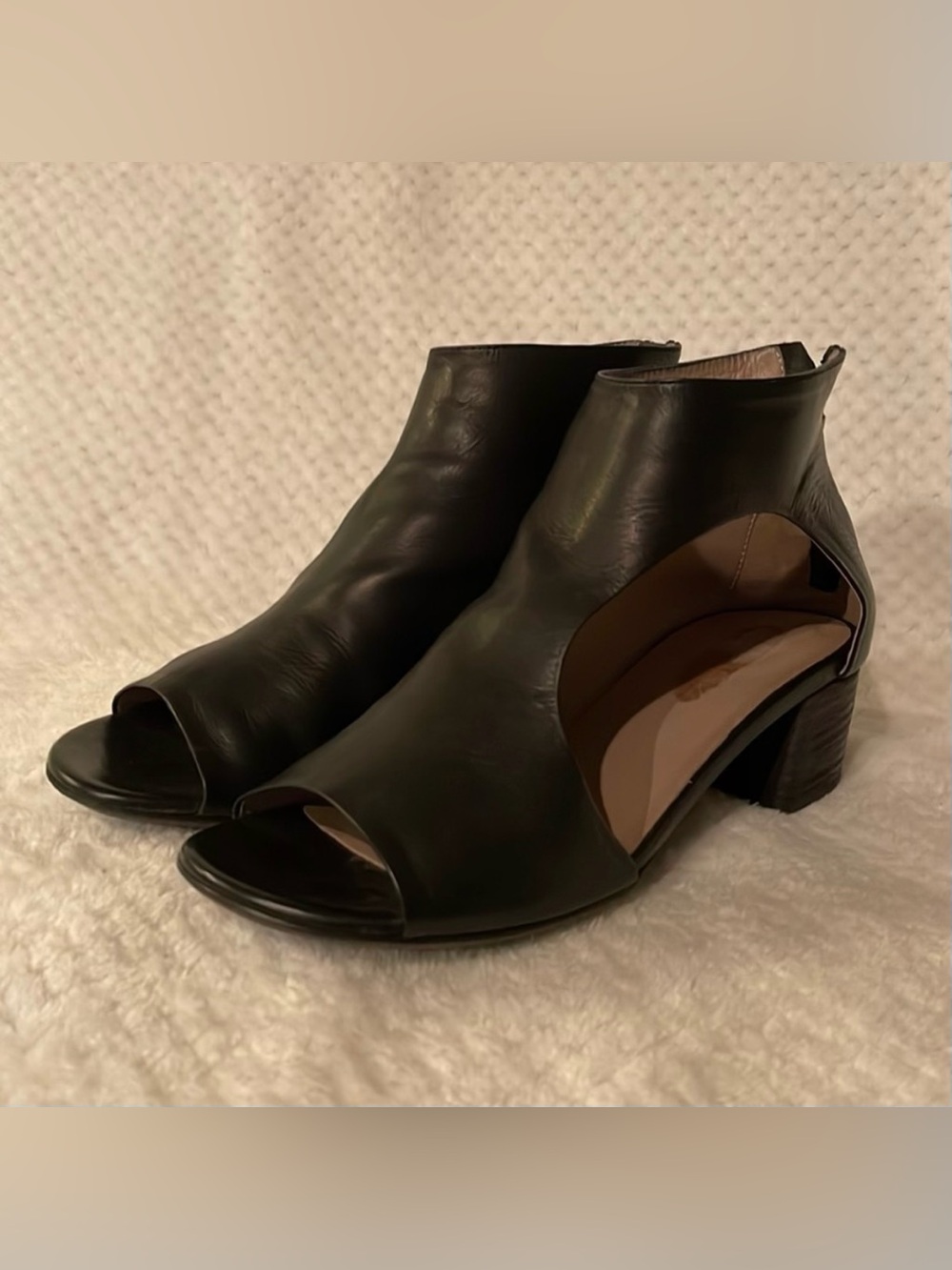Marsell Women’s Black Open-Toe Cutout Heel Booties